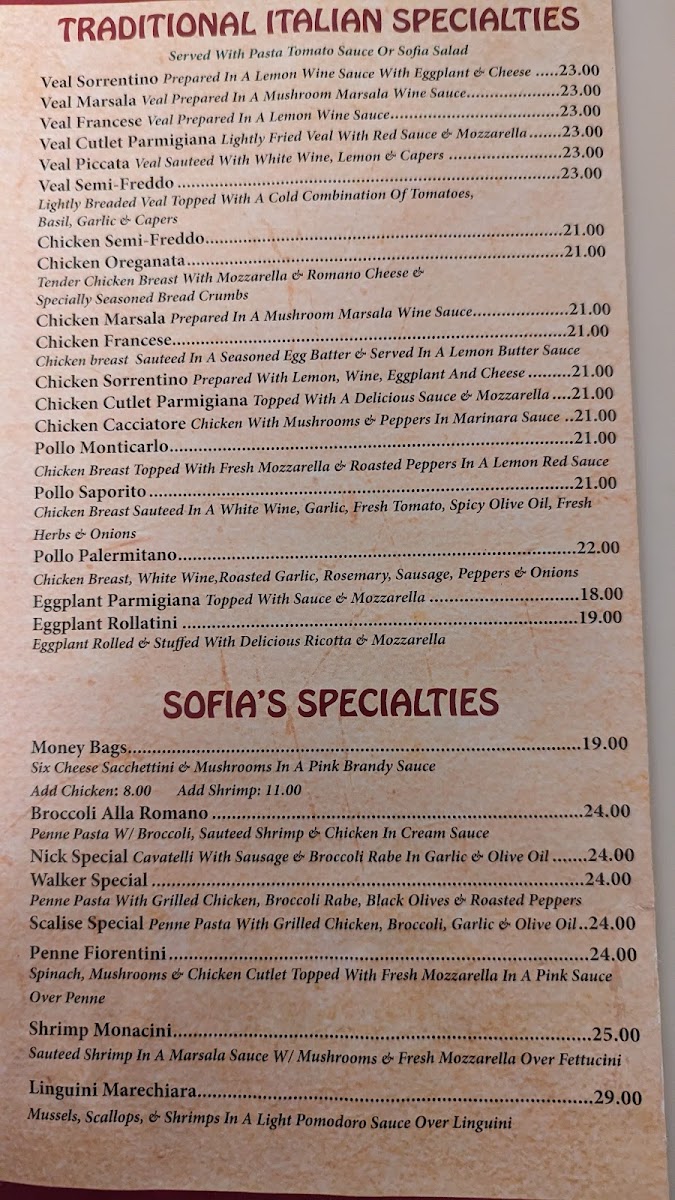 Sofia's Pizza Menu - Image 1